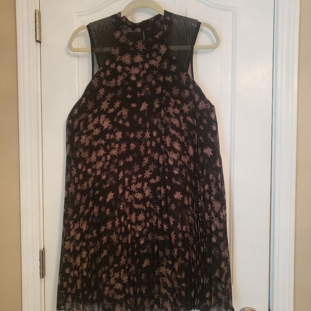 BCBGeneration Black and Taupe Star Pattern Dress Size L